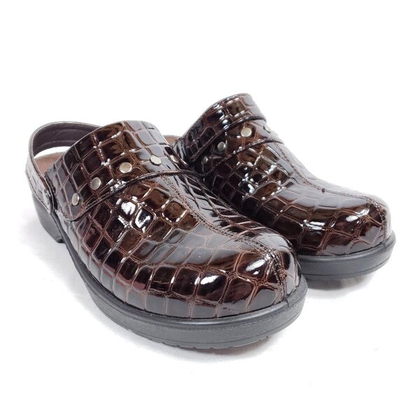 Ingaro Slide Mule Clog Women's Size 6.5 Brown Croc Embossed - Picture 1 of 9